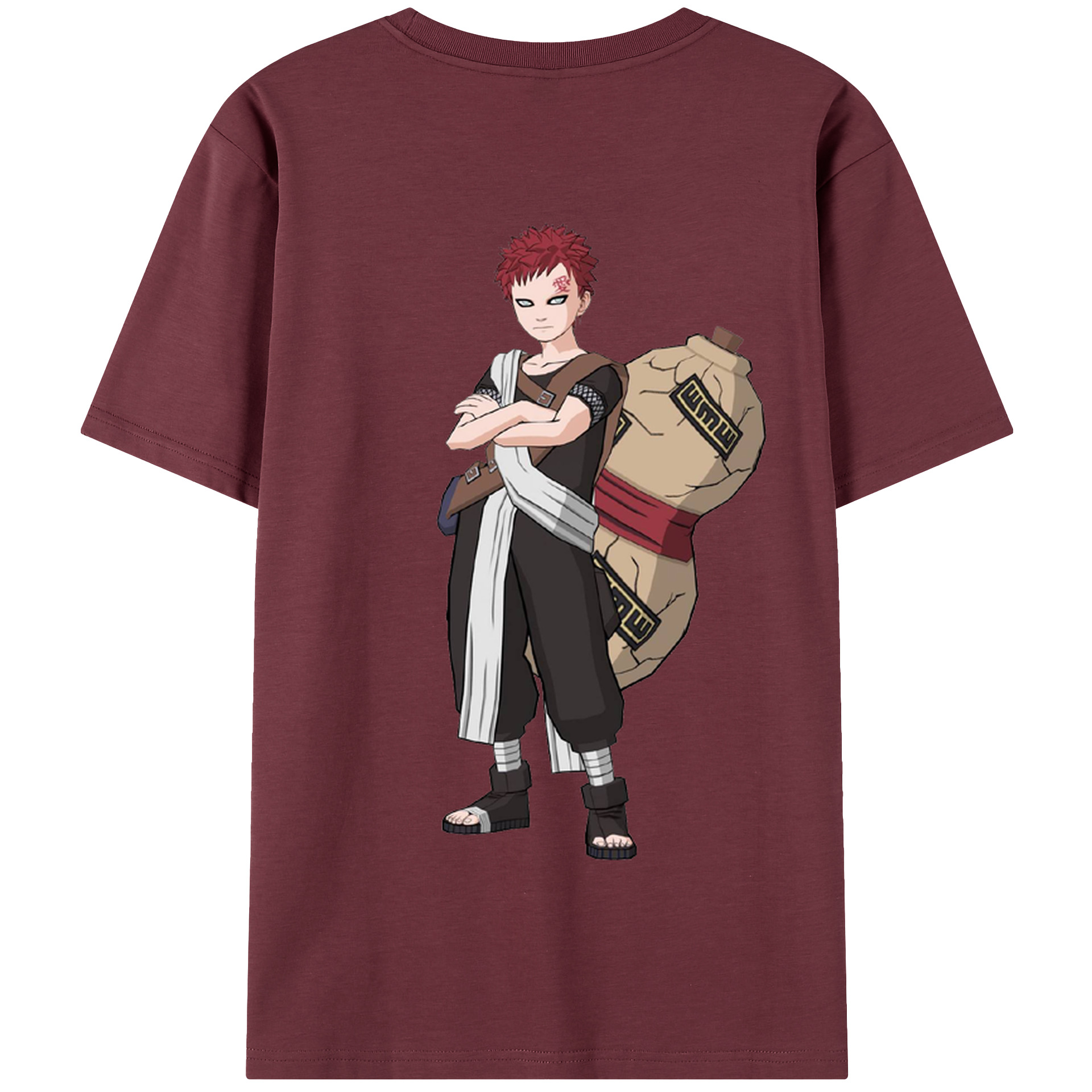 （画像用） NARUTO -ナルト- ガアラ Gaara 綿100％半袖Tシャツ（背面プリント）